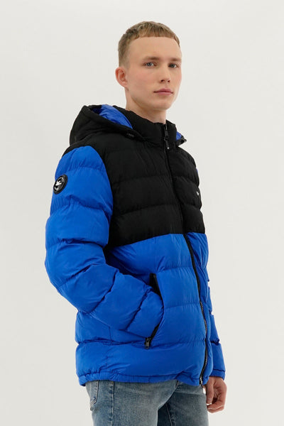 Super Triple Goose Colour Block Puffer Bomber Jacket - Navy - Mens Bomber Jackets - Canada Weather Gear