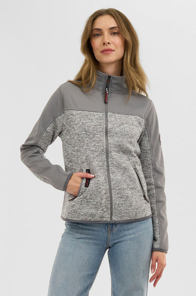 Canada Weather Gear Zip Up Knit Lightweight Jacket - Grey - Womens Lightweight Jackets - Canada Weather Gear
