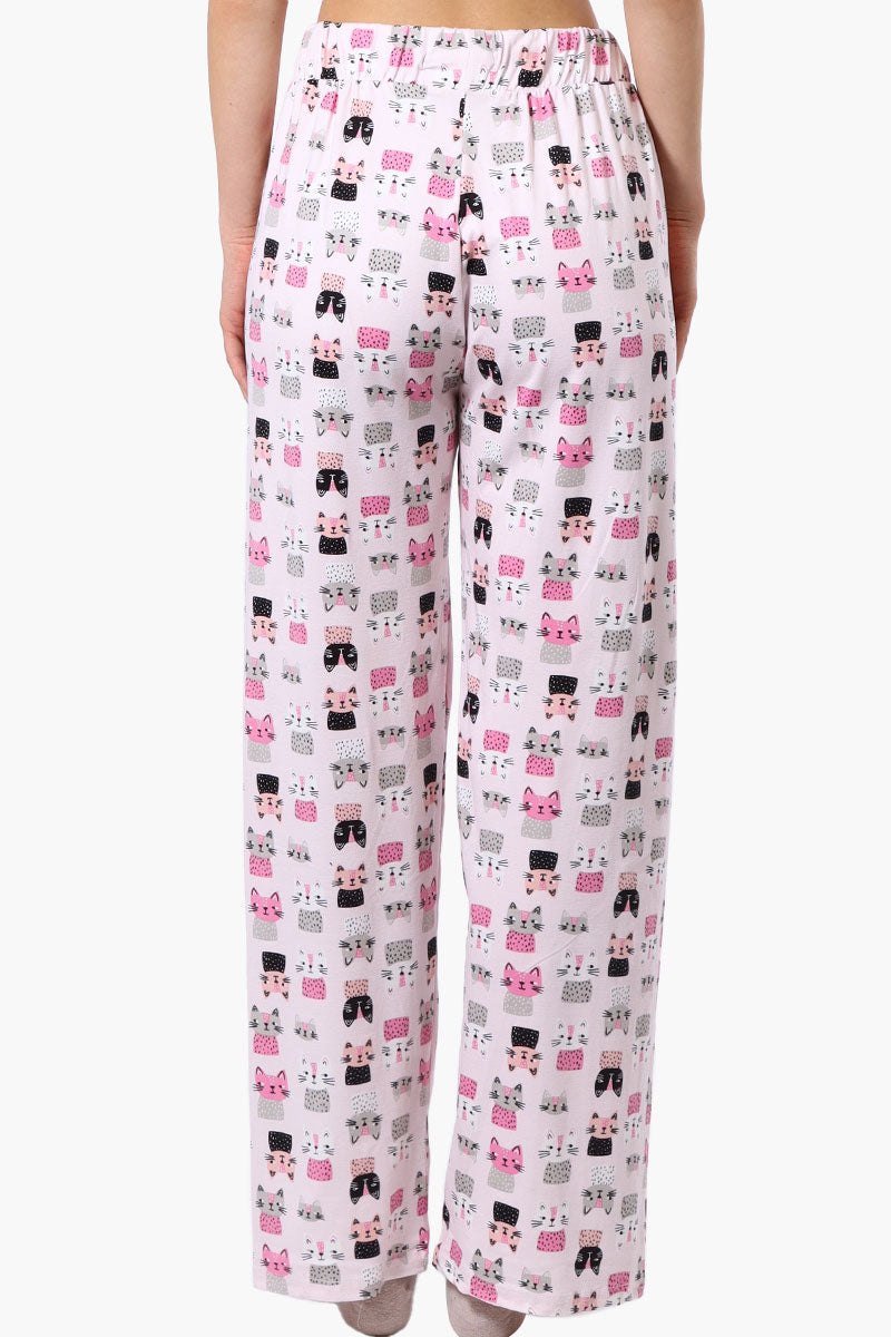 Canada Weather Gear Cat Pattern Wide Leg Pajama Pants - Pink - Womens Pajamas - Canada Weather Gear