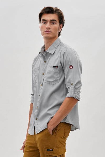 Canada Weather Gear Utility Ripstop Casual Shirt - Grey - Mens Casual Shirts - Canada Weather Gear