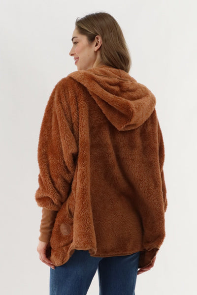 Canada Weather Gear Open Front Teddy Cardigan - Brown - Womens Cardigans - Canada Weather Gear