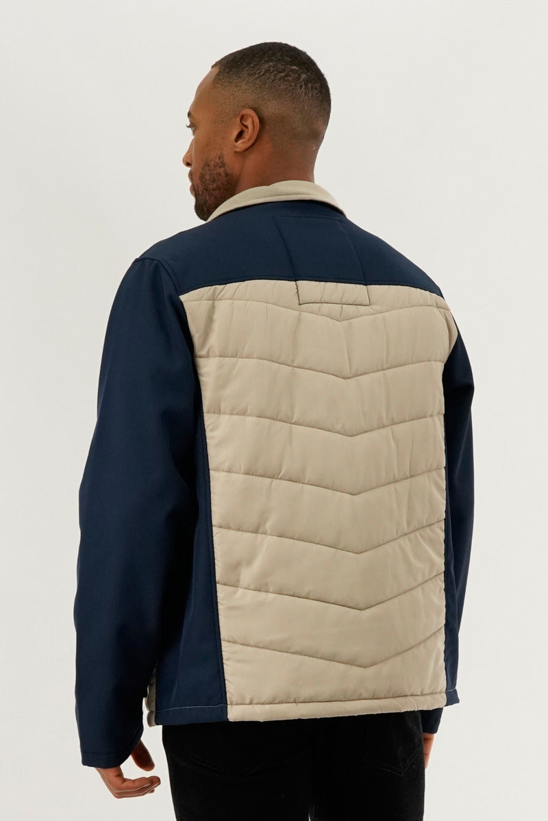 Super Triple Goose Quilted Colour Block Lightweight Jacket - Cream - Mens Lightweight Jackets - Canada Weather Gear
