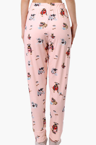 Canada Weather Gear Dog Pattern Tie Waist Pajama Pants - Pink - Womens Pajamas - Canada Weather Gear