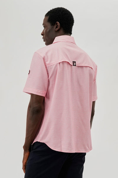 Canada Weather Gear Short Sleeve Button Up Casual Shirt - Pink - Mens Casual Shirts - International Clothiers