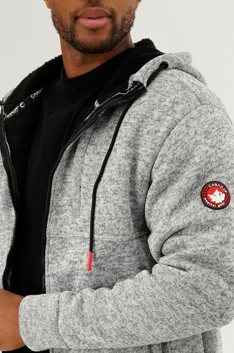 Canada Weather Gear Sherpa Lined Lightweight Jacket - Grey - Mens Lightweight Jackets - Canada Weather Gear