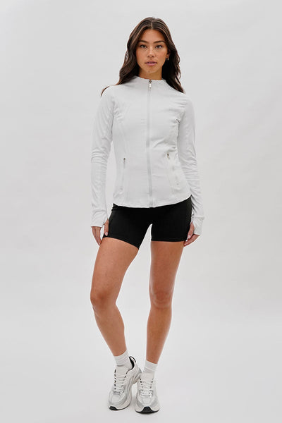 Canada Weather Gear Fitted Yoga Lightweight Jacket - White - Womens Lightweight Jackets - Canada Weather Gear