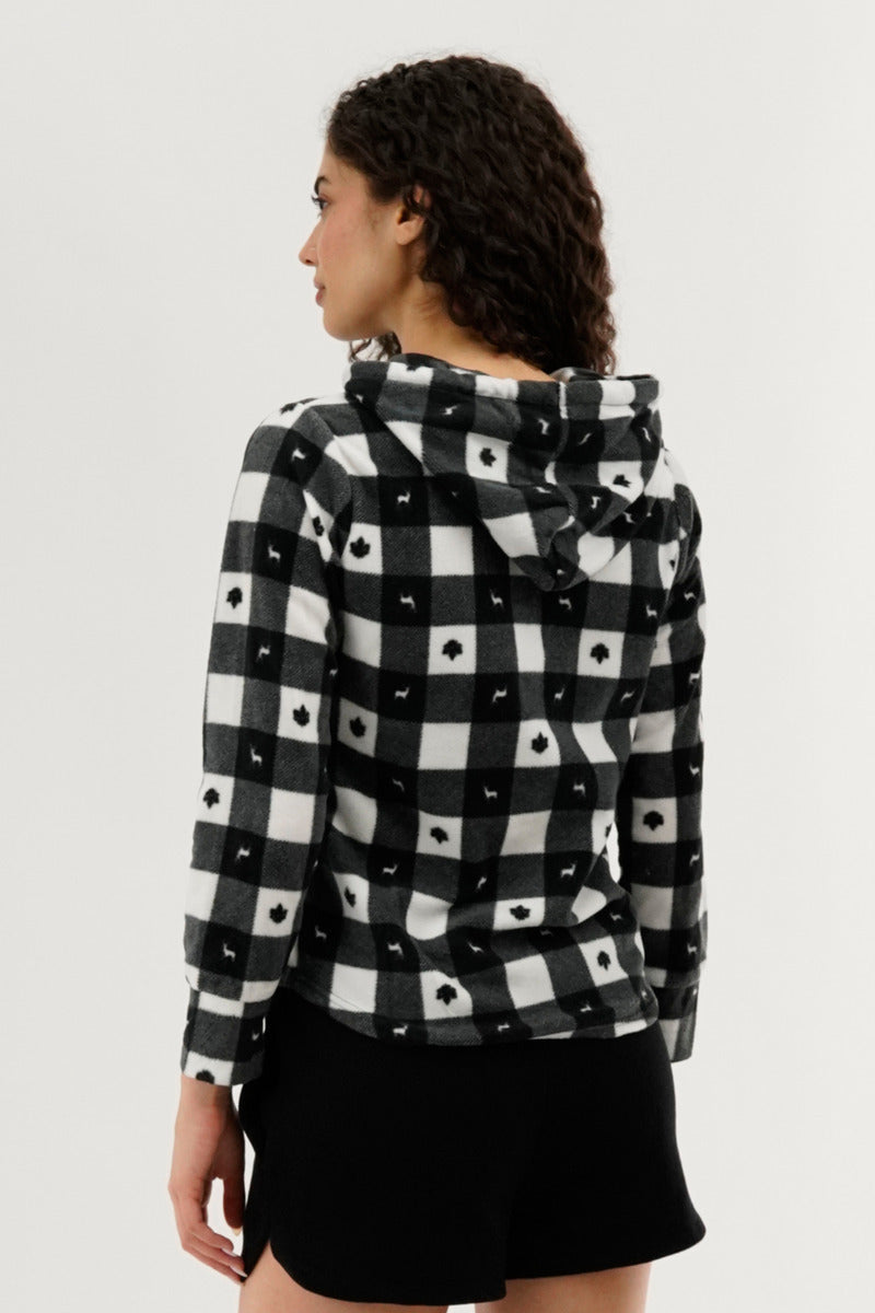 Canada Weather Gear Plaid Hooded Pajama Top - Black - Womens Pajamas - Canada Weather Gear