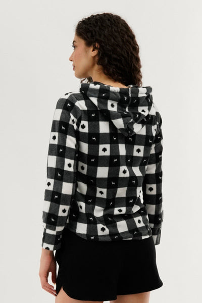 Canada Weather Gear Plaid Hooded Pajama Top - Black - Womens Pajamas - Canada Weather Gear