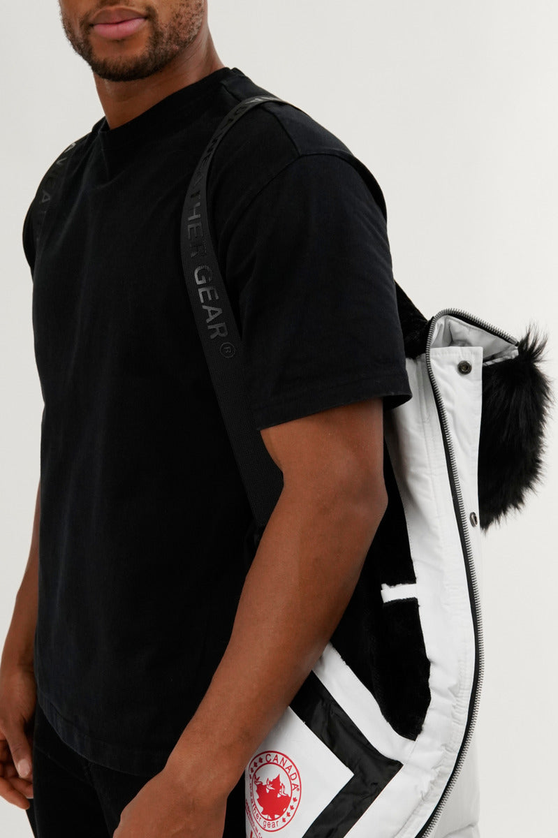 Faux Fur Backpack Strap Parka Jacket