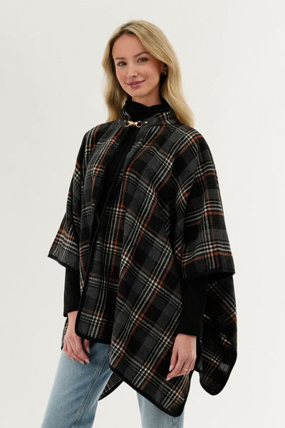 Canada Weather Gear Plaid Poncho - Black - Womens Ponchos - Canada Weather Gear