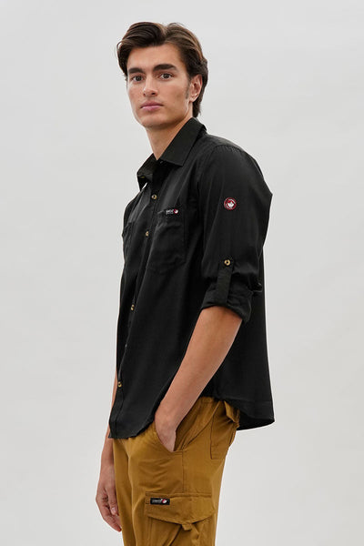 Canada Weather Gear Utility Ripstop Casual Shirt - Black - Mens Casual Shirts - Canada Weather Gear
