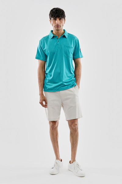 Canada Weather Gear Waffle Texture Polo Shirt - Turquoise - Mens Polo Shirts - Canada Weather Gear