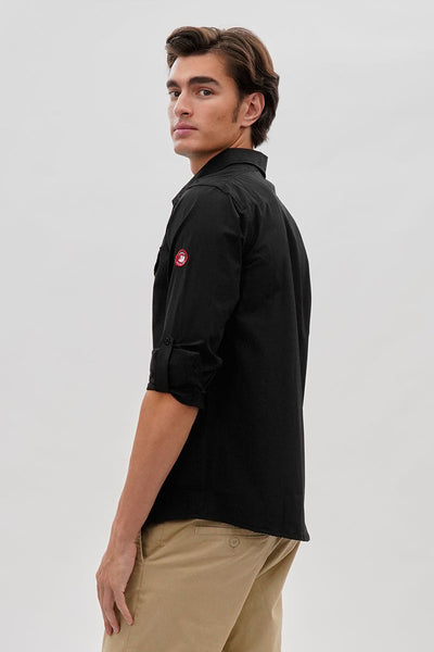 Canada Weather Gear Adventure Bound Utility Roll Up Sleeve Casual Shirt - Black - Mens Casual Shirts - Canada Weather Gear