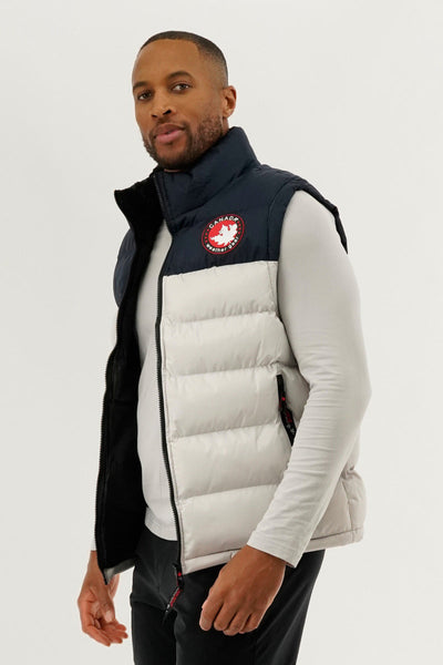 Canada Weather Gear Colour Block Puffer Vest - Stone - Mens Vests - Canada Weather Gear