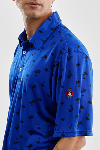 Canada Weather Gear Performance Palm Tree Pattern Polo Shirt - Blue - Mens Polo Shirts - Canada Weather Gear