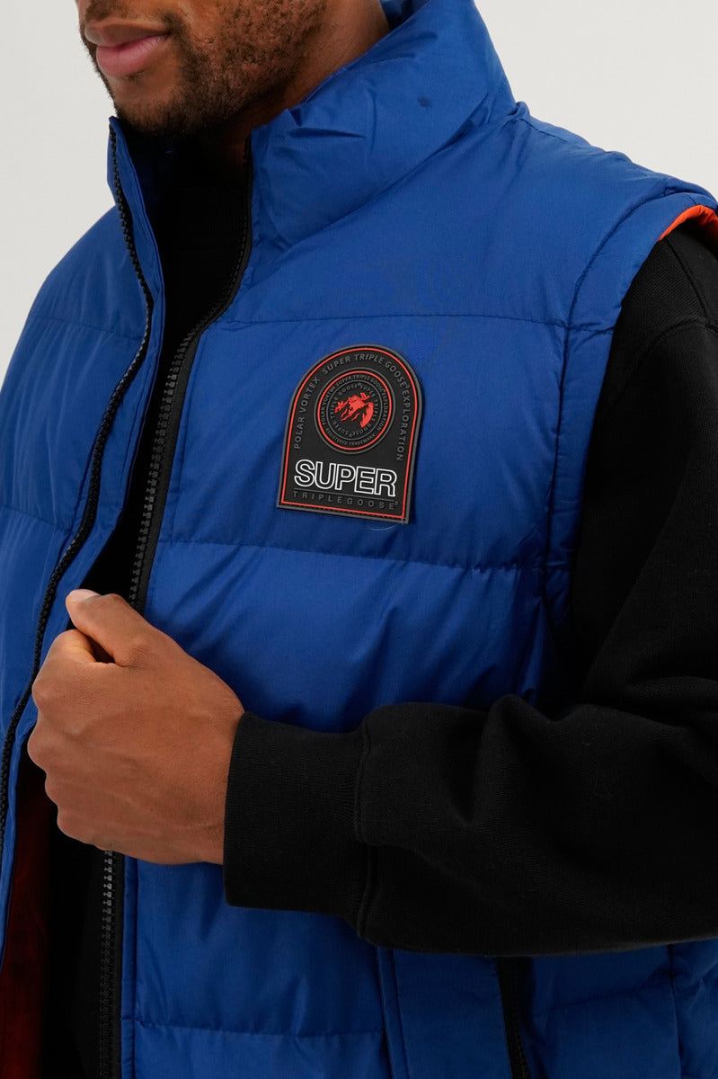 Super Triple Goose Double Pocket Bubble Vest - Blue - Mens Vests - Canada Weather Gear