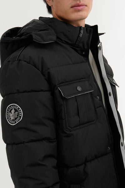 Canada Weather Gear Quilted Puffer Parka Jacket - Black - Mens Parka Jackets - Canada Weather Gear