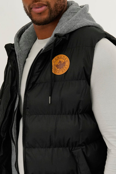 Canada Weather Gear Hooded Puffer Vest - Black - Mens Vests - Canada Weather Gear