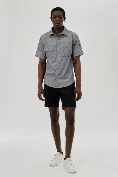 Canada Weather Gear Short Sleeve Button Up Casual Shirt - Grey - Mens Casual Shirts - Canada Weather Gear