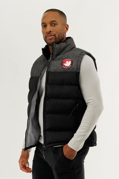 Canada Weather Gear Colour Block Puffer Vest - Black - Mens Vests - Canada Weather Gear