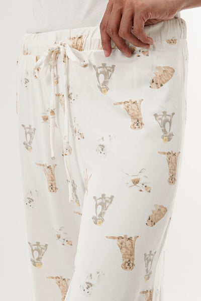 Canada Weather Gear Dog Print Wide Leg Pajama Pants - Beige - Womens Pajamas - Canada Weather Gear