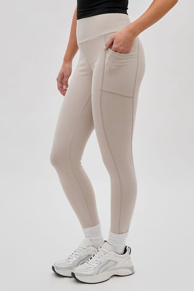 Canada Weather Gear High Waisted Yoga Leggings - Beige - Womens Leggings - Canada Weather Gear