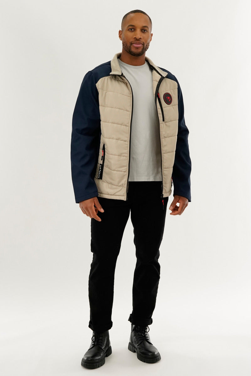 Super Triple Goose Quilted Colour Block Lightweight Jacket - Cream - Mens Lightweight Jackets - Canada Weather Gear