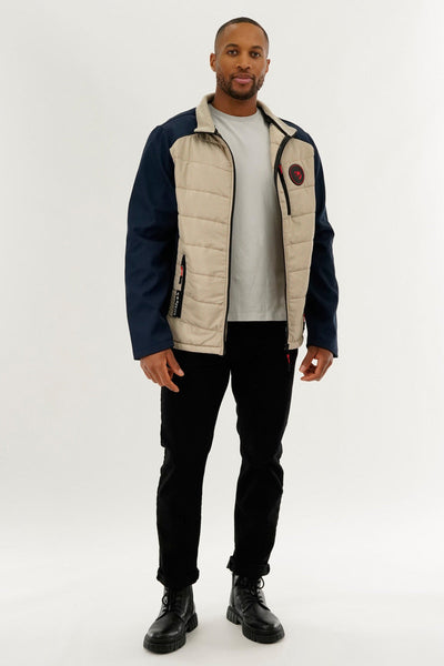 Super Triple Goose Quilted Colour Block Lightweight Jacket - Cream - Mens Lightweight Jackets - Canada Weather Gear