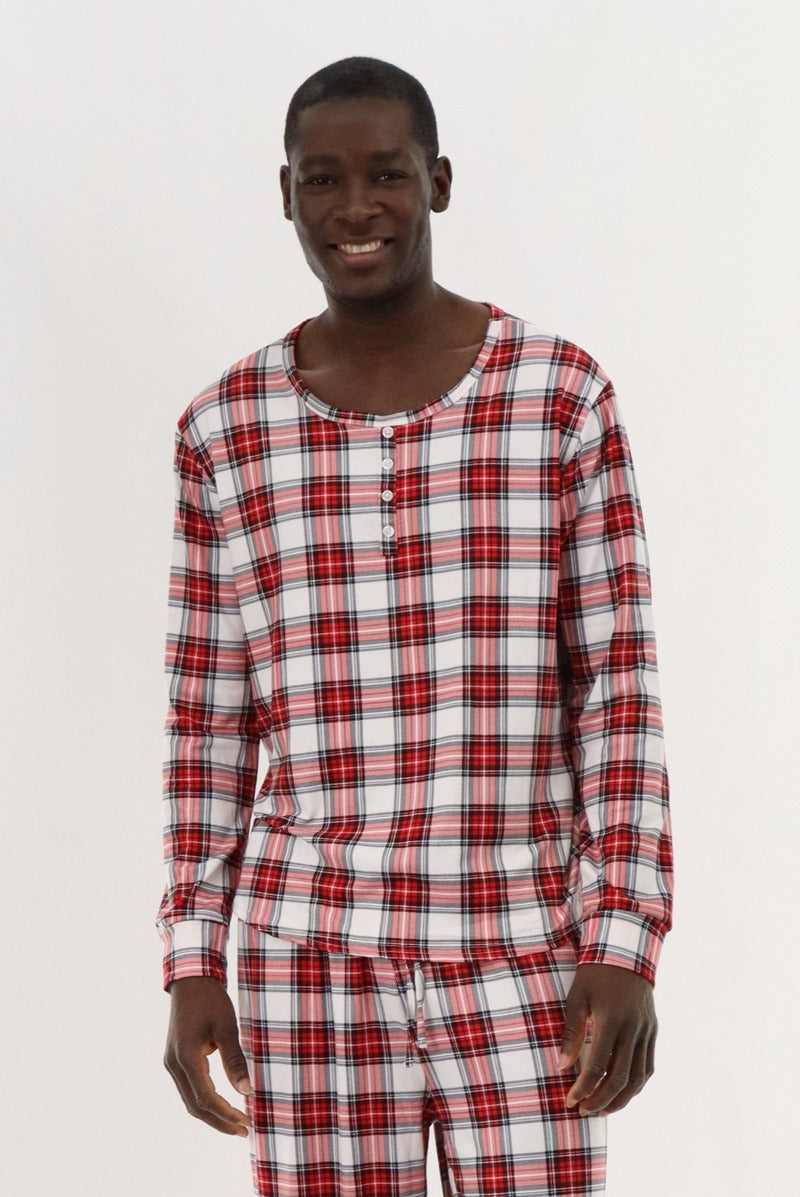 Canada Weather Gear Long Sleeve Printed Pajama Top - Red - Mens Pajamas - Canada Weather Gear