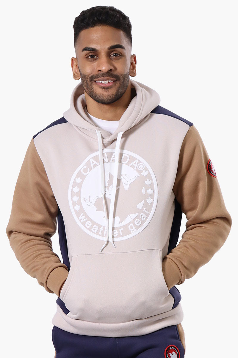 Canada Weather Gear Colour Block Chest Logo Hoodie - Beige - Mens Hoodies & Sweatshirts - Canada Weather Gear