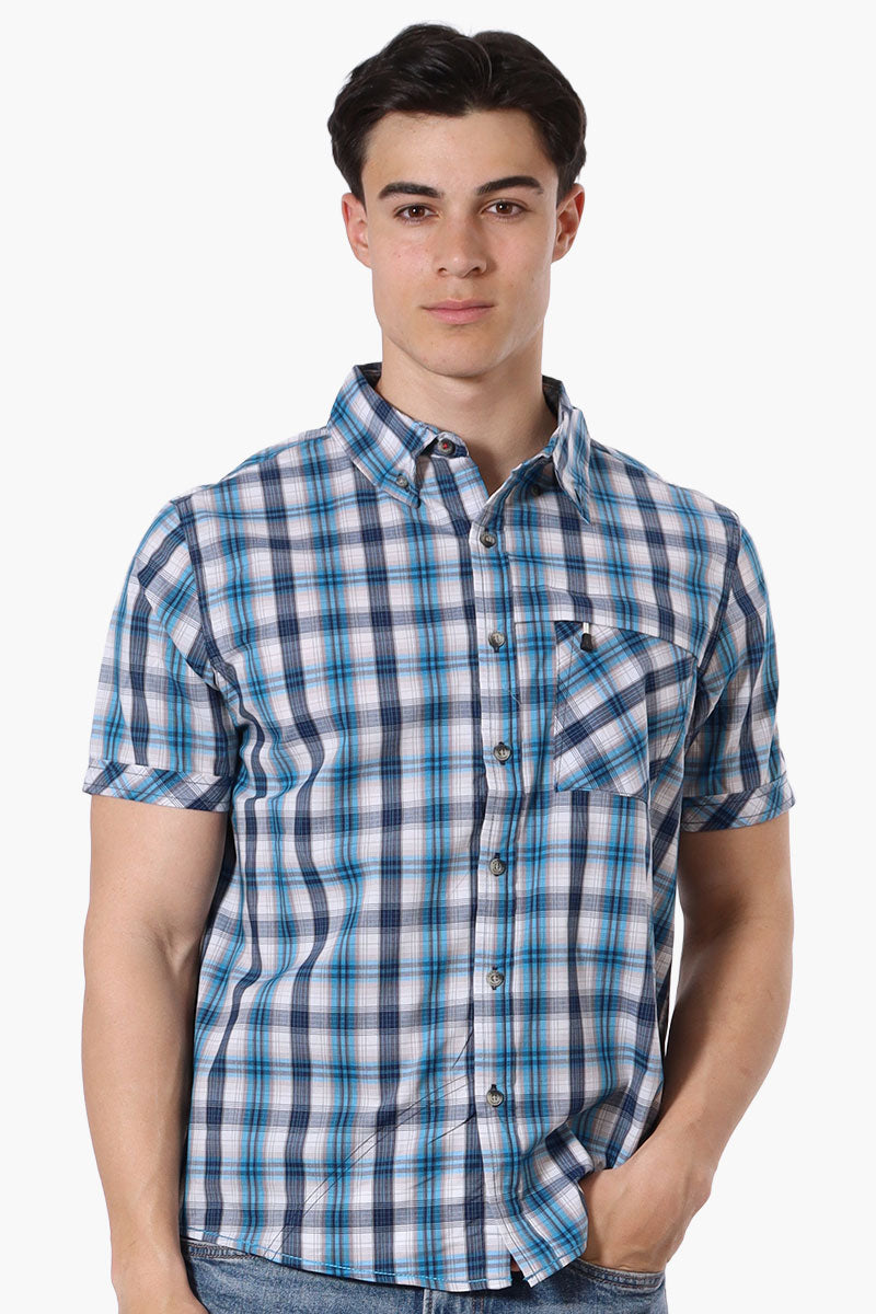 Canada Weather Gear Plaid Button Up Casual Shirt - Blue - Mens Casual Shirts - Canada Weather Gear