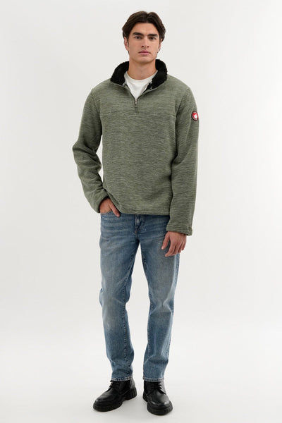 Canada Weather Gear Sherpa Lined 1/4 Zip Pullover Sweater - Green - Mens Pullover Sweaters - Canada Weather Gear