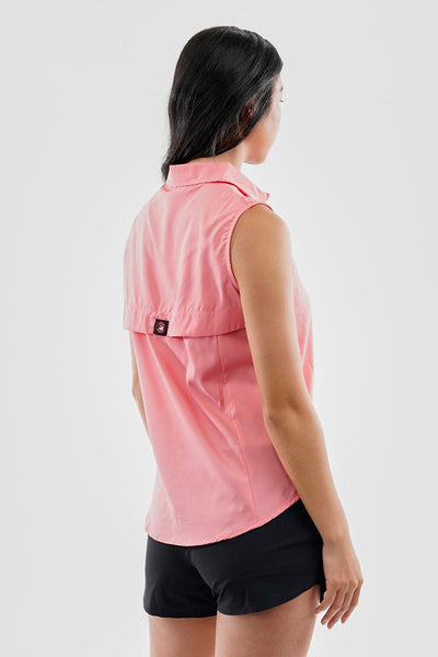 Canada Weather Gear Sleeveless Button Up Collared Shirt - Pink - Womens Shirts & Blouses - Canada Weather Gear