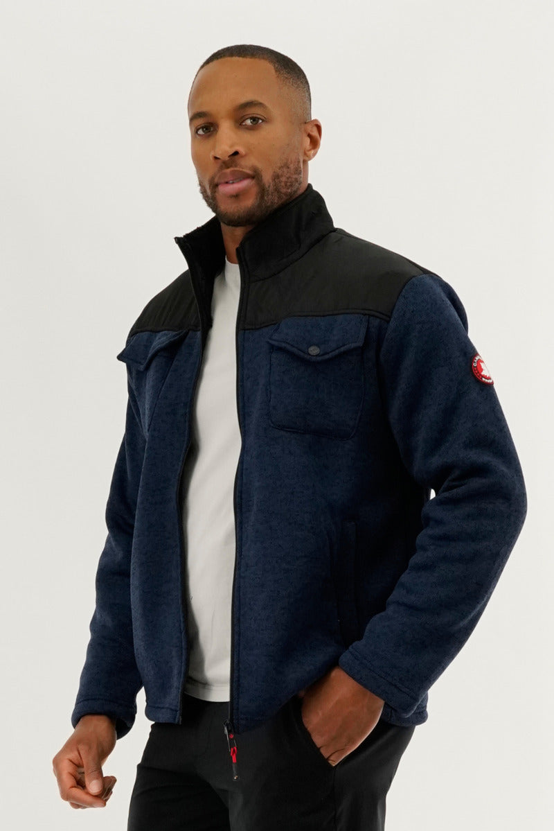 Canada Weather Gear Sherpa Lined Fleece Lightweight Jacket - Navy - Mens Lightweight Jackets - Canada Weather Gear