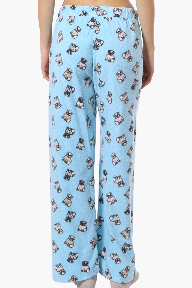 Canada Weather Gear Pug Pattern Wide Leg Pajama Bottoms - Blue - Womens Pajamas - Canada Weather Gear