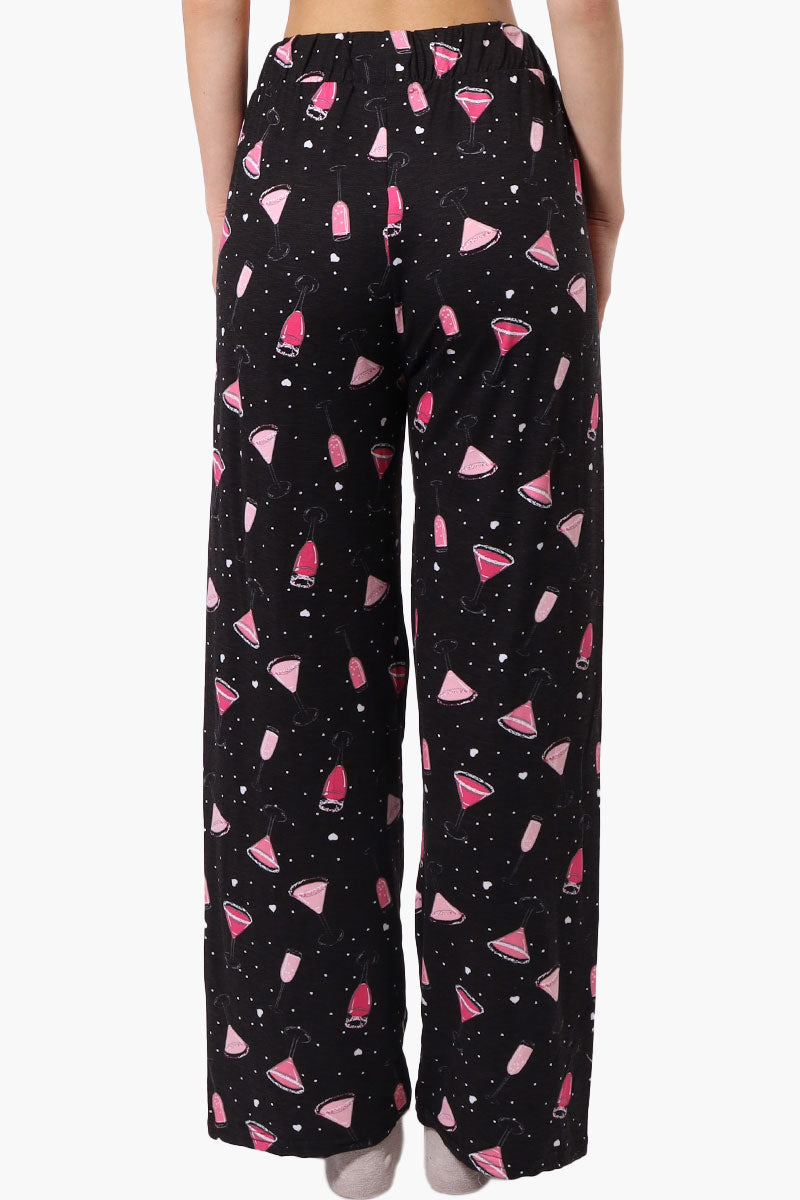 Canada Weather Gear Martini Pattern Wide Leg Pajama Pants - Black - Womens Pajamas - Canada Weather Gear