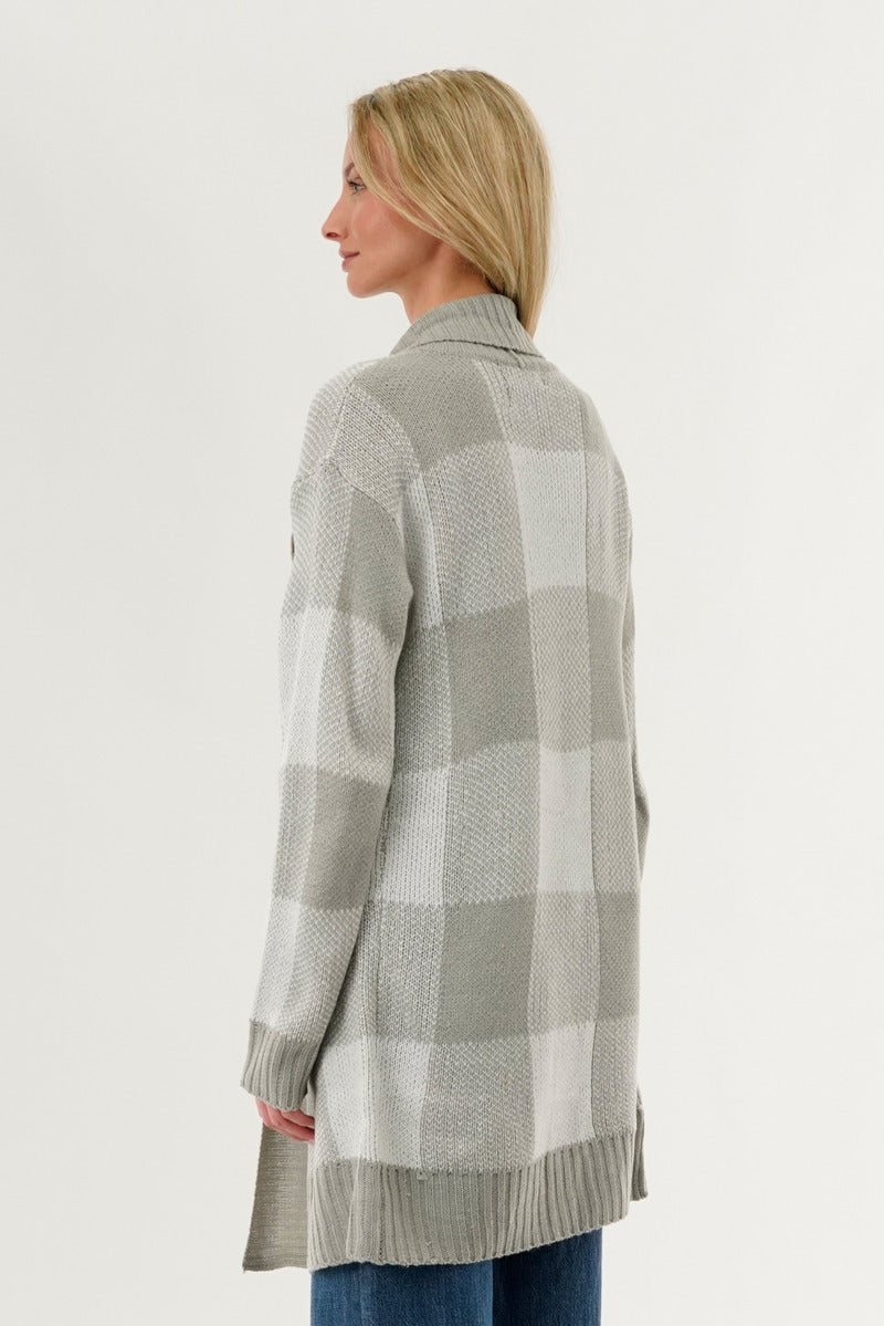 Canada Weather Gear Plaid Fold Over Wrap Cardigan - Grey - Womens Cardigans - Canada Weather Gear