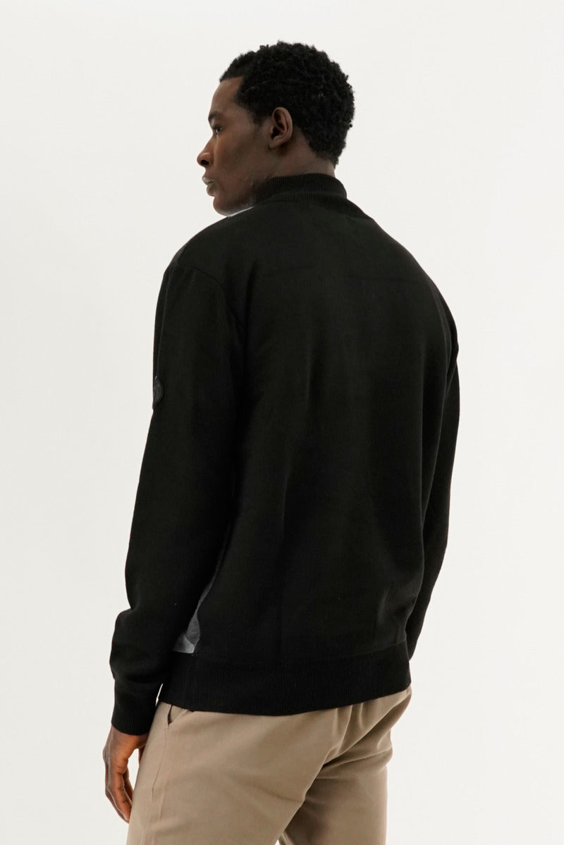 Canada Weather Gear Argyle Print 1/4 Zip Pullover Sweater - Black - Mens Pullover Sweaters - Canada Weather Gear