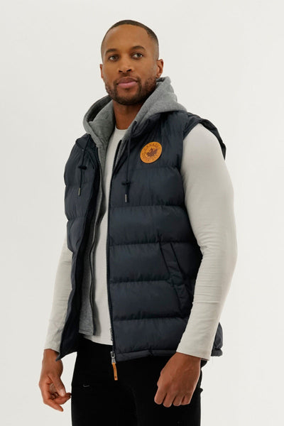 Canada Weather Gear Hooded Puffer Vest - Navy - Mens Vests - Canada Weather Gear