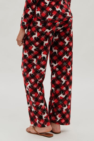 Canada Weather Gear Festive Print Wide Leg Pajama Pants - Red - Womens Pajamas - Fairweather
