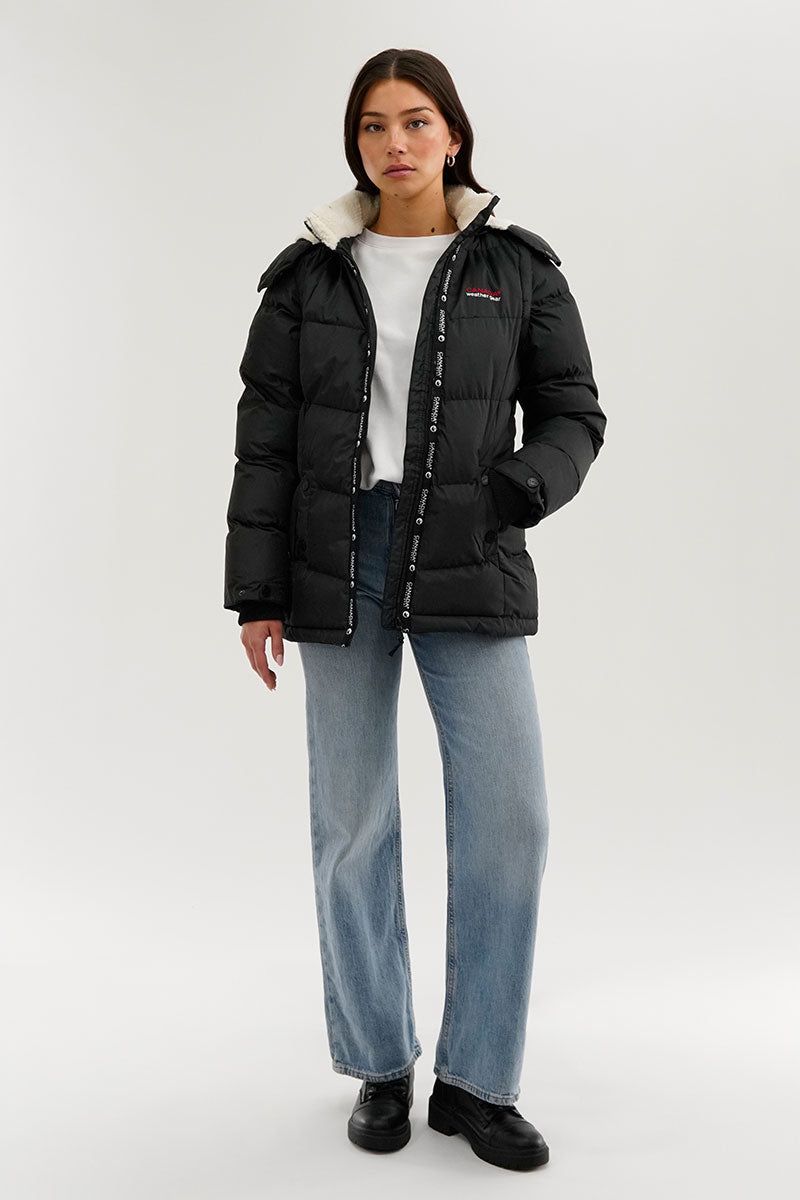 Zip Off Sleeve Parka Jacket - Black