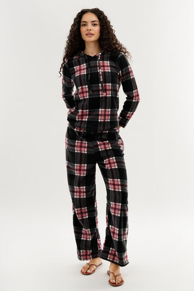 Canada Weather Gear Plaid Wide Leg Pajama Pants - Black - Womens Pajamas - Canada Weather Gear
