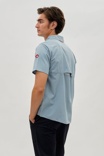 Canada Weather Gear Short Sleeve Button Up Casual Shirt - Blue - Mens Casual Shirts - Canada Weather Gear