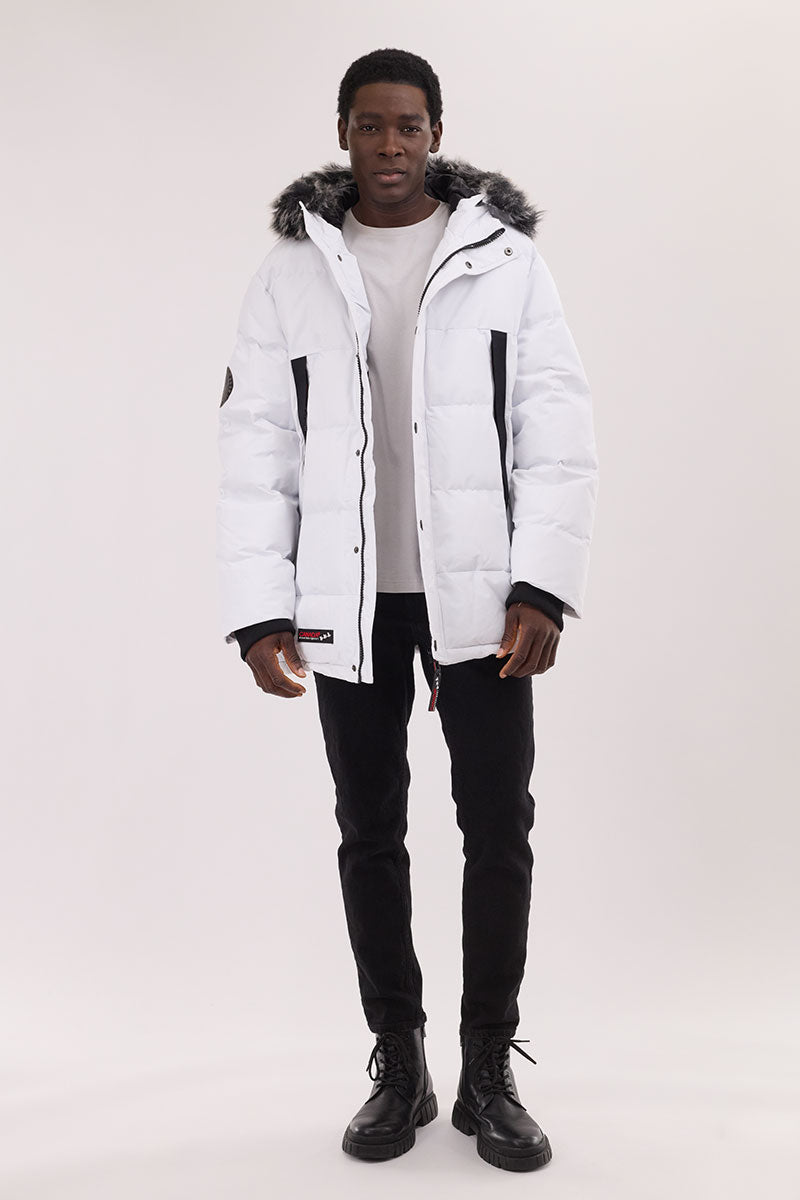 Canada Weather Gear Faux Fur Trim Puffer Parka Jacket - White