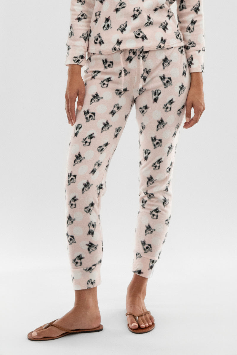 Canada Weather Gear Dog Print Wide Leg Pajama Pants - Blush - Womens Pajamas - Canada Weather Gear