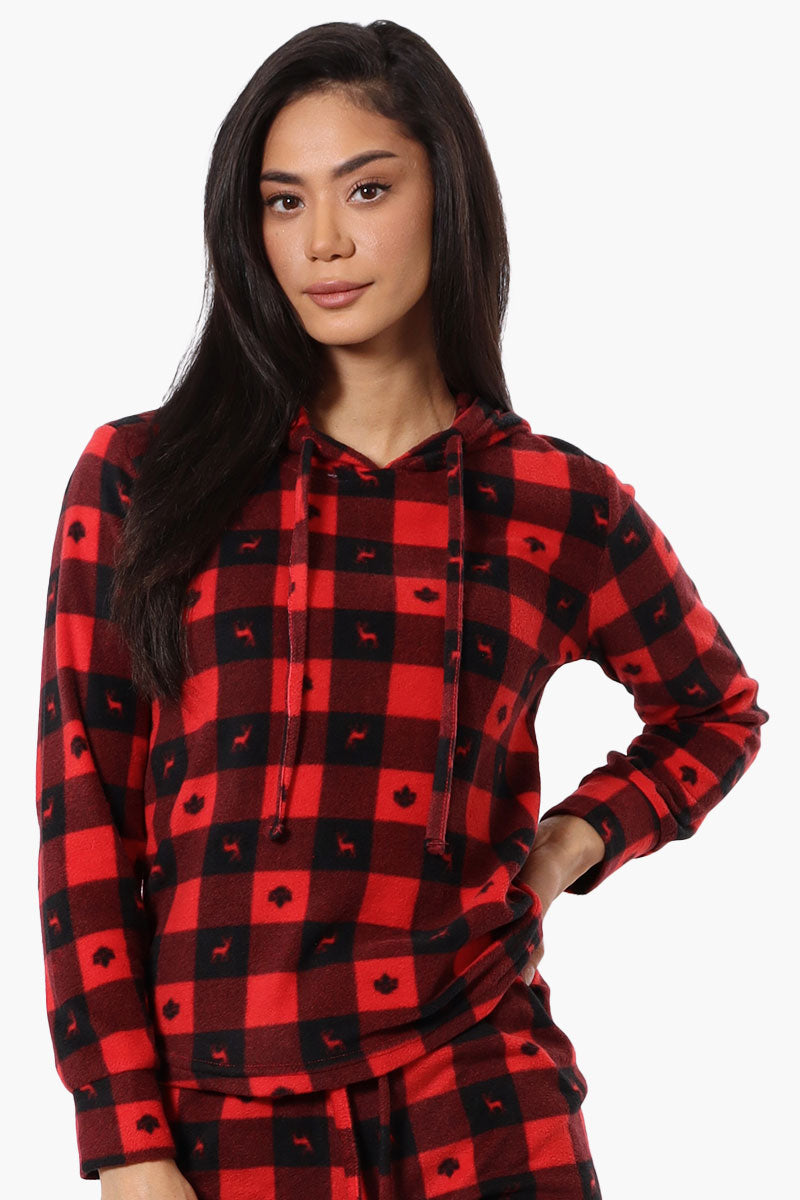 Canada Weather Gear Plaid Hooded Pajama Top - Red - Womens Pajamas - Canada Weather Gear