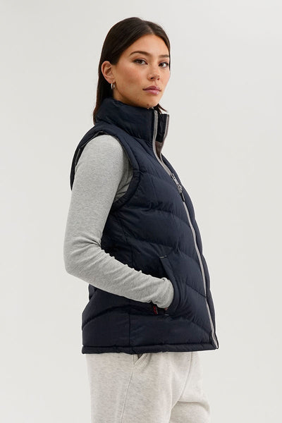 Canada Weather Gear Chevron Puffer Vest - Navy - Womens Vests - Canada Weather Gear