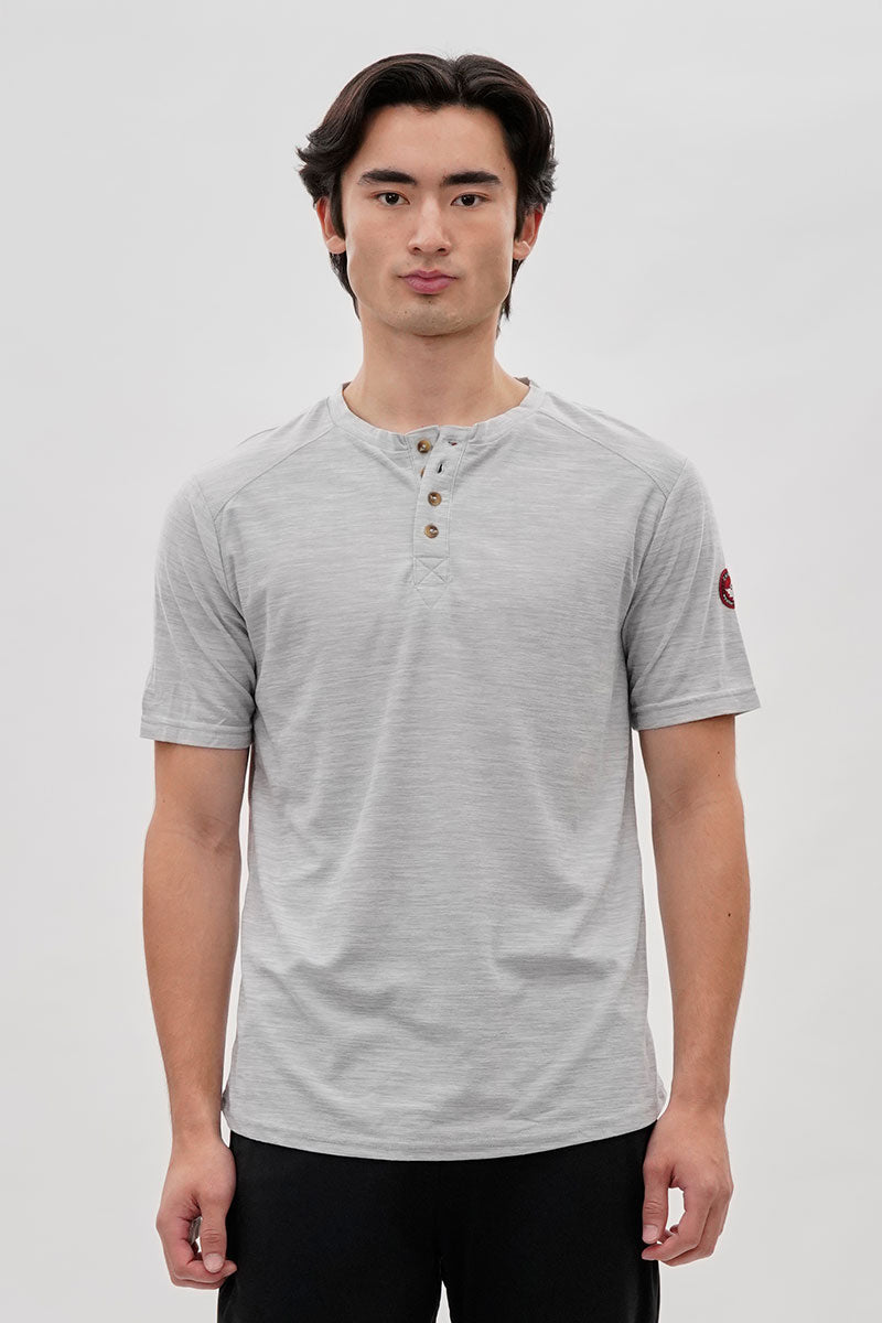 Canada Weather Gear Short Sleeve Henley Tee - Grey - Mens Tees & Tank Tops - Canada Weather Gear