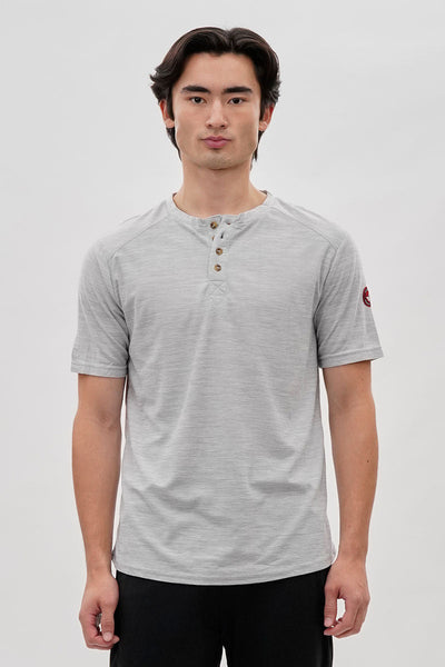 Canada Weather Gear Short Sleeve Henley Tee - Grey - Mens Tees & Tank Tops - Canada Weather Gear