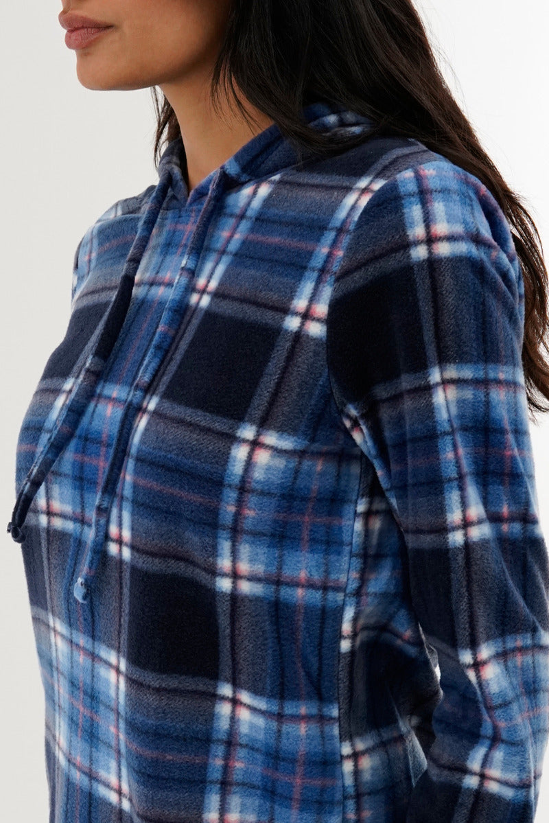 Canada Weather Gear Plaid Hooded Pajama Top - Navy - Womens Pajamas - Canada Weather Gear